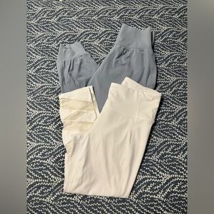Athleta White Leggings & Blue Pants Set